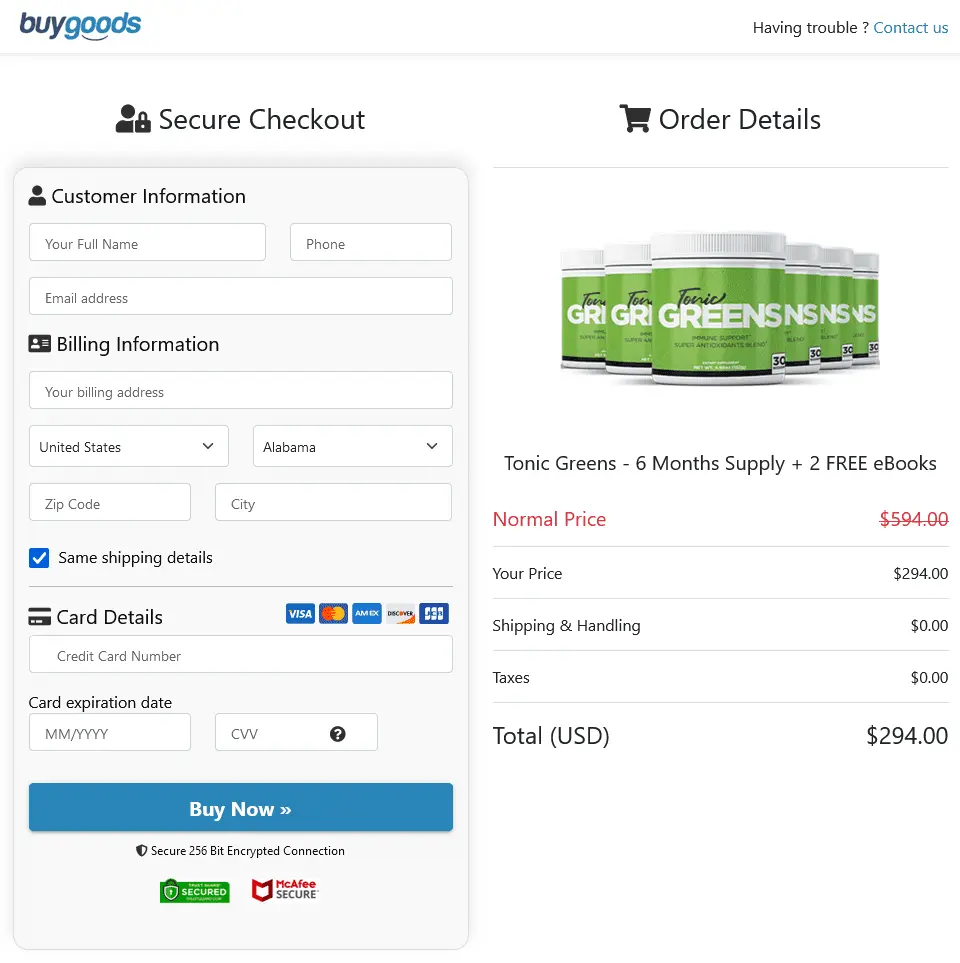 tonicgreens Order Form